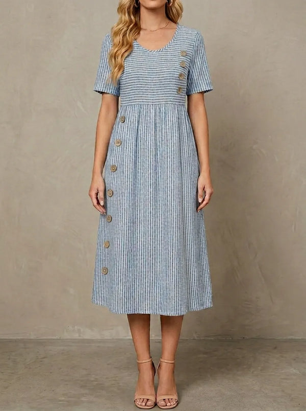 Françoise · Striped midi dress, loose fit and gathered